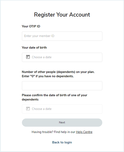 Register your account info detail